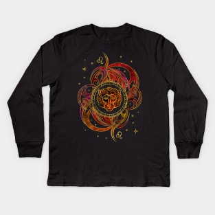 Leo Zodiac Fire element Kids Long Sleeve T-Shirt